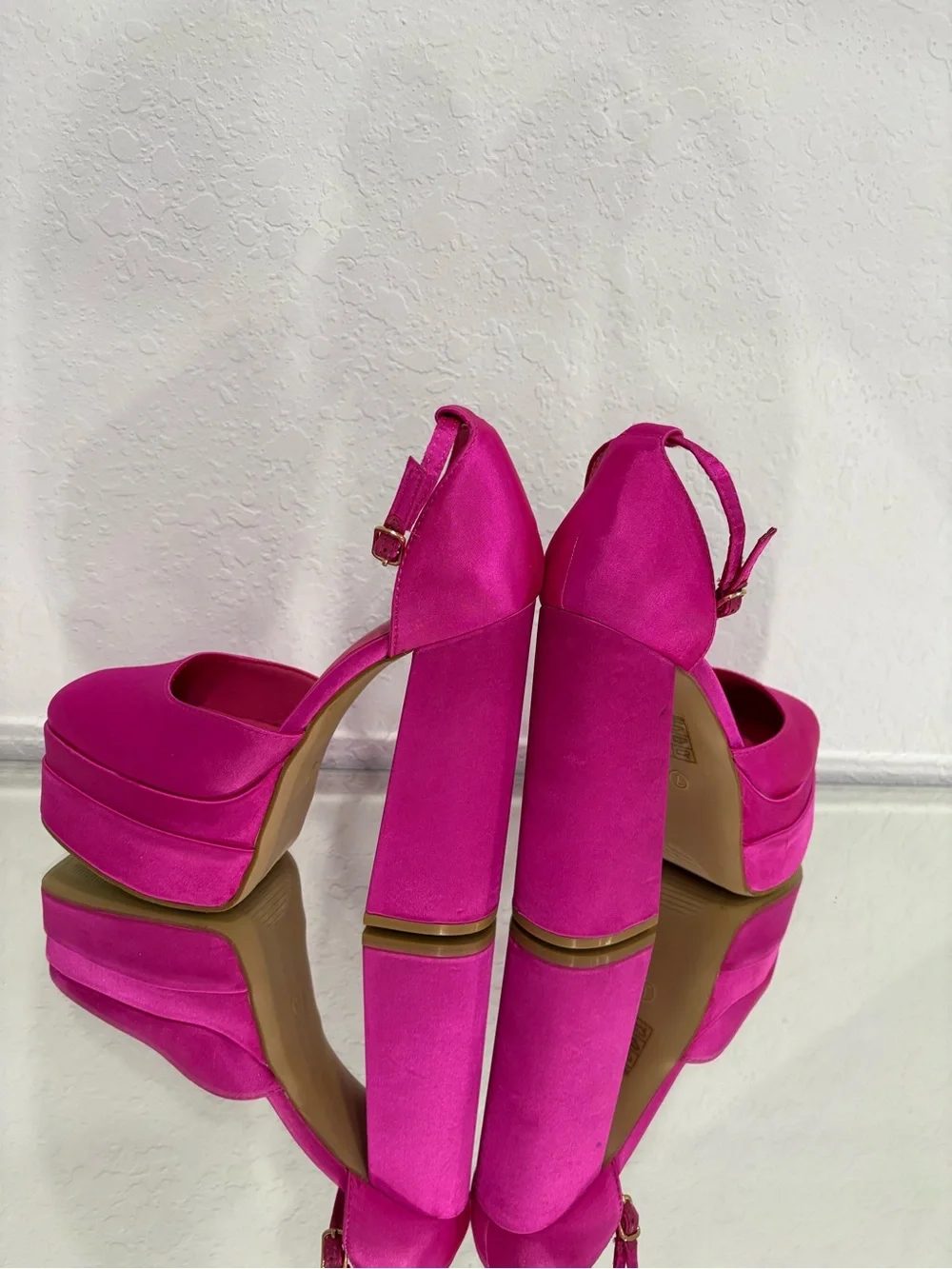 Hot Pink Platform Ankle-Strap High Heels